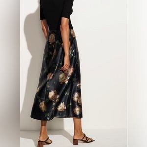 Vince Painted Rose Satin Slip Skirt - 0